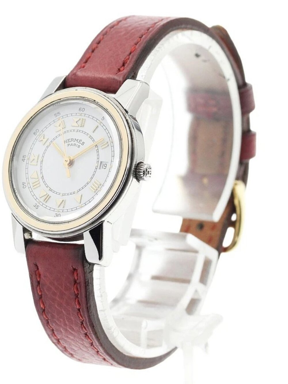HERMES Carrick Date white Dial Quartz Ladies Watch_906807